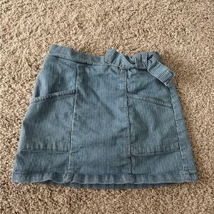 Striped Blue Tie-Waist Cotton Blend Mini Skort